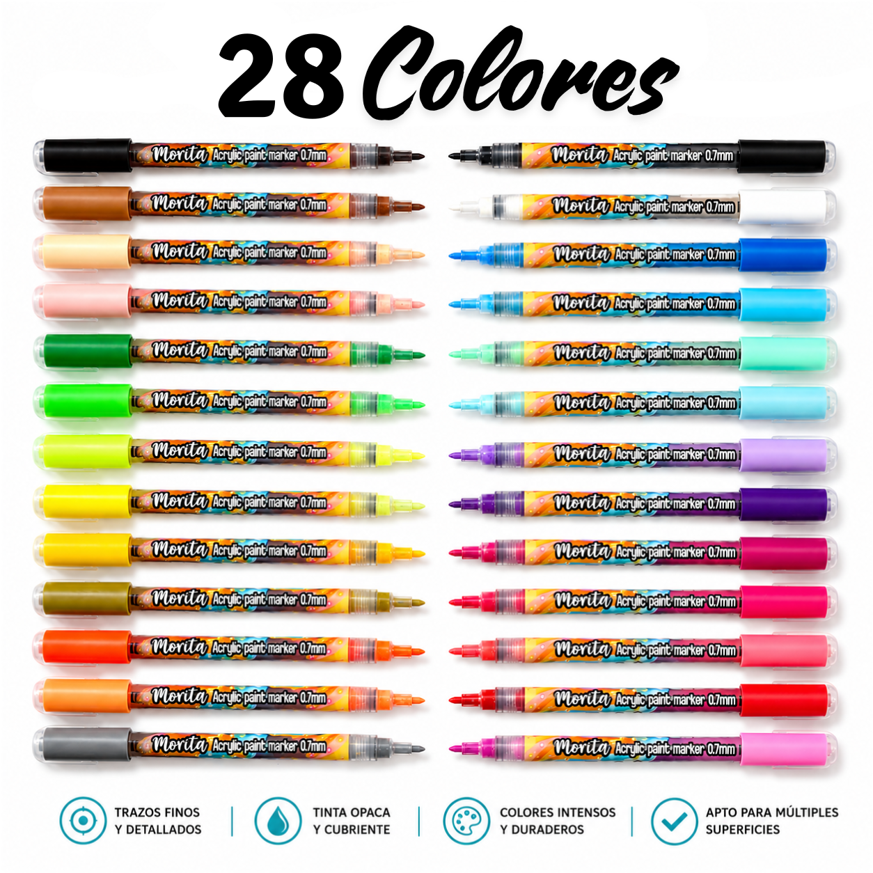 Acrylic Markers Morita Rainbow 28 Units